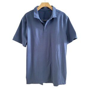 Lululemon Mens Blue Short Sleeve Polo pullover size Medium office Casual
